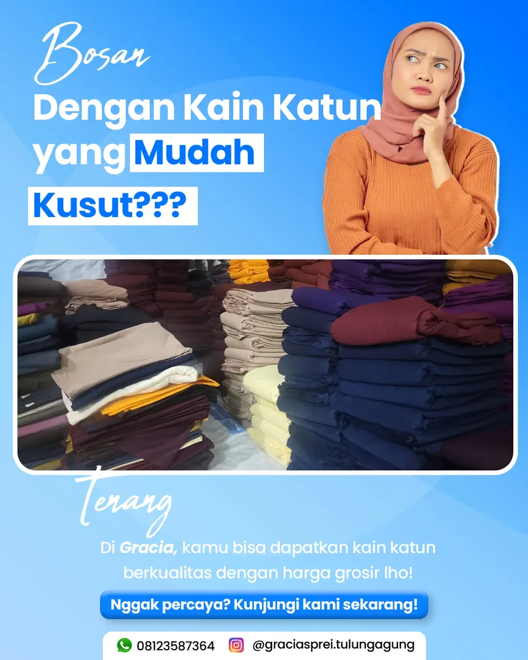 <p>Bosen dengan kain katun yang mudah kusut?? Tena
